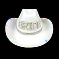 Party White LED Light Bride Wedding Cowboy Bride Bachelorette Cowgirl Hat Bridal Bride Groom Hat MegaBDM