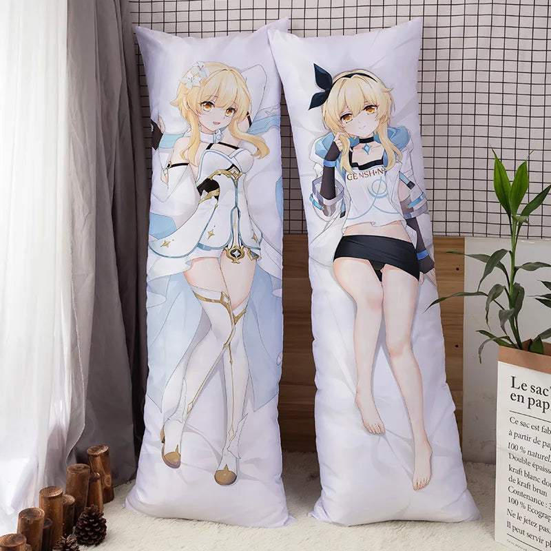 Hot Sale Luxury Custom Printed Cartoon Genshin Impact Anime Girl for 100% Polyester Non-Toxic Body Pillow Cover for Hotel