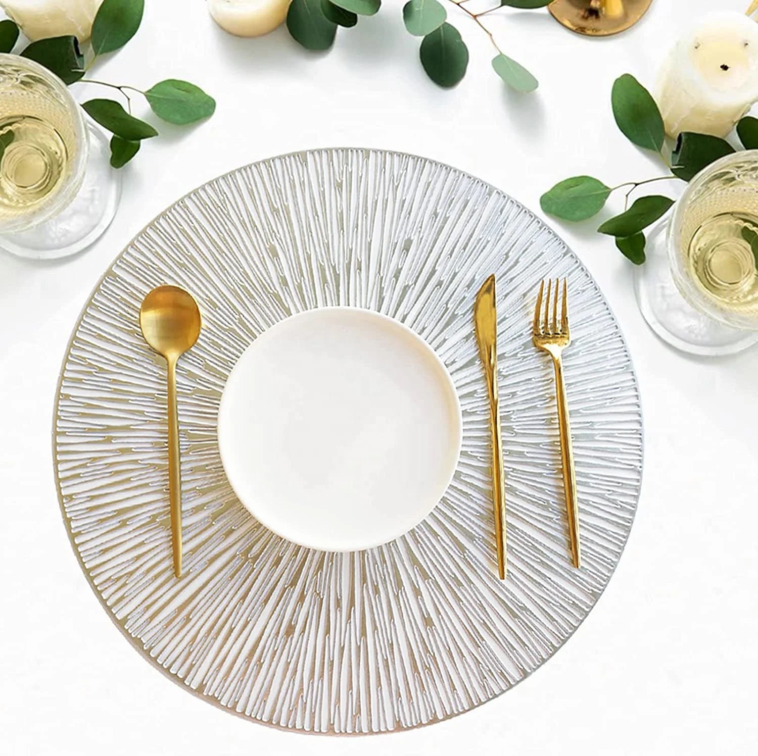 Bronzing Fireworks Placemat PVC Table Mat Western Restaurant Solid Color Hollow Insulation Household Western Plate Mat