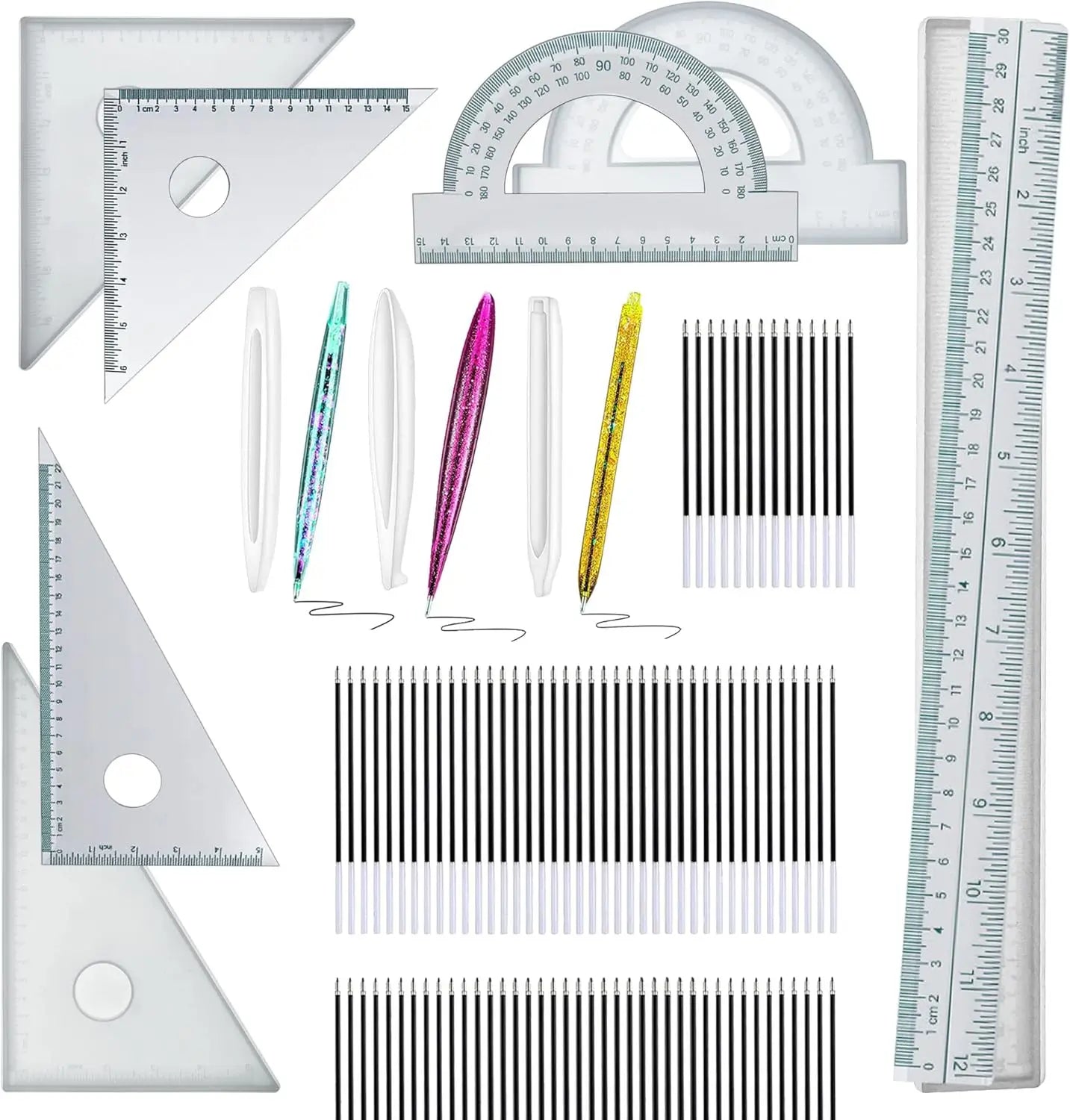 Diy Glue Mold Ballpoint Pen Ruler Silicone Mold Set Modern Simple Style Stationery Mold