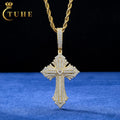 Fine Jewelry Custom Color 925 Sterling Silver Prong Setting Asscher Cut Moissanite Diamond Cross Pendant for Men