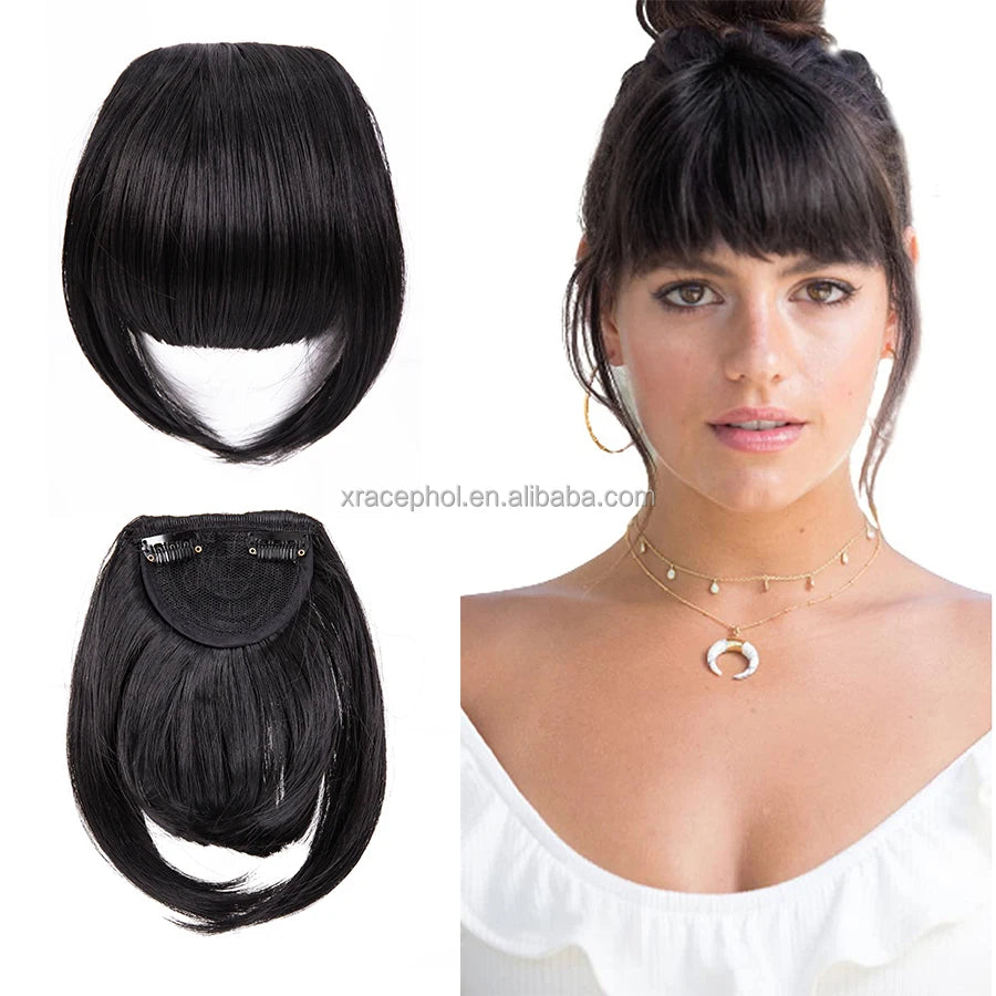 Cheap Price Synthetic Fringe Hair Pieces Silk Top Synthetic Hair Bangs for Women