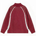 Customized Vintage Striped Quarter Zip Pullover Sweater Long Sleeve Drop Shoulder Knit for Winter Korean Y2K Fall Outfits
