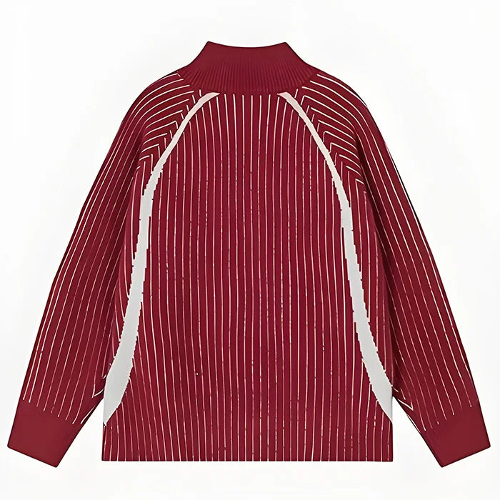 Customized Vintage Striped Quarter Zip Pullover Sweater Long Sleeve Drop Shoulder Knit for Winter Korean Y2K Fall Outfits