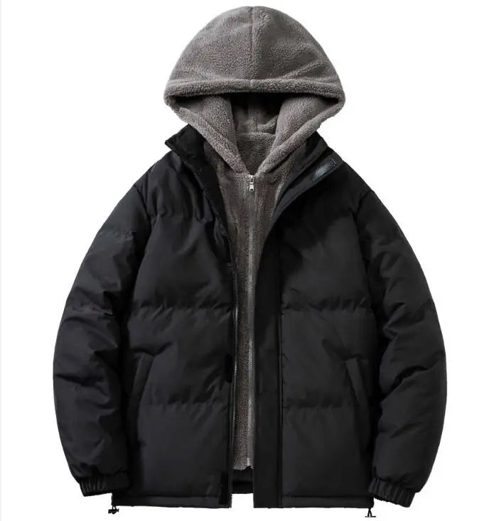 Wholesale Men Long Sleeve Winter Men's Clothing Fake Two-piece Hooded Wool Warm Down Coats