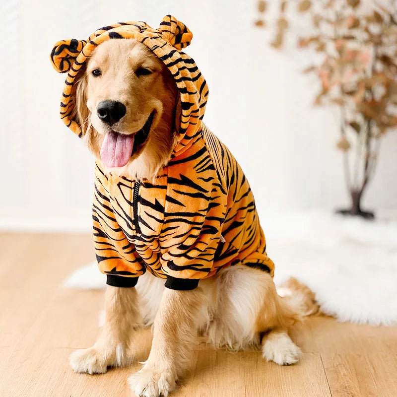 Wholesale Winter Costume Medium and Large  Pet Dog Clothes Little Orange tiger