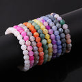 Simple Stone Bracelet 8mm Natural Stone Frost Weathering Agate Beads Stretch Bracelet for Women JBS12643