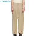 Custom Men's Pants Trousers Streetwear Loose Breathable Sweat Pant Cotton Beige Drawstring Creased Legs Canvas Wide Leg Pants