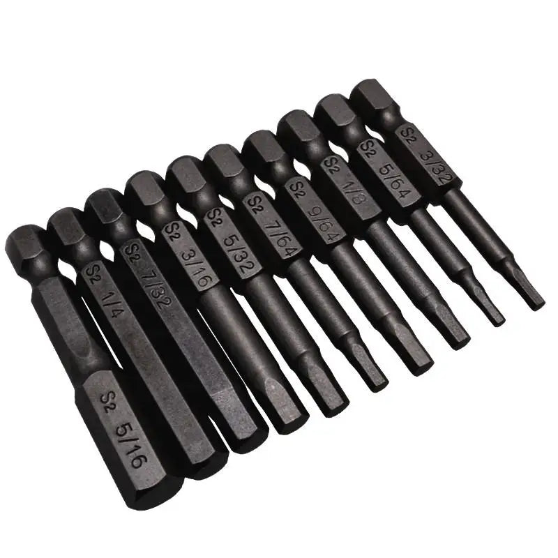 10PCS Black Magnetic Hexagon Screwdriver Bit S2 Steel 1/4 Inch Hex Shank Screw Drivers Set