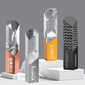 Souvenir Gifts Gold Silver Copper Metal Base Trophy Customized Crystal Trophy Creative Engraved Awards MH-NJ00777