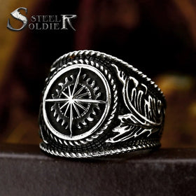 SS8-1225R 2023 New Design 316L Stainless Steel Viking Anchor Ring Trendy Men's Ring High Quality Factory Wholesale Jewelry