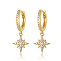 2021 NewJewelry 925 Sterling Silver EarJewelry Huggie Earrings Zircon Micro Pave Octagon Star Earrings