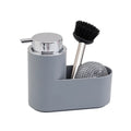 Modern Grey Kitchen Dish Soap Pump Dispenser Caddy with Chrome Finish Wall Mounted Dishwashing Liquid Holder