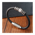 Hot Selling Magnetic Buckle Bracelets Stainless Steel Bangle Handmade Rope Weave Genuine Leather Bracelet Men Gift Bracelet