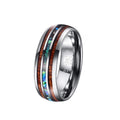 New 8MM Luxury Silver Tungsten Steel Ring Wood Grain Inlaid Abalone Shell Tungsten Steel Ring Finger Rings laser logo 193 MegaBDM