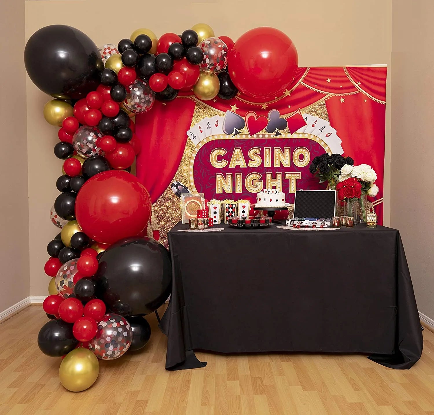49er Casino Red and Black Balloon Arch Kit & Garland Party Decorations for Boy Lumberjack Birthday X0000
