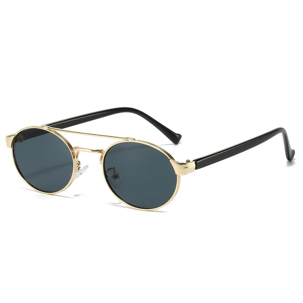 XY-6162 Fashion Men Personality Shades Oval Sun Glasses Hot Wholesale Sale Metal Double Bridges Women Sunglasses