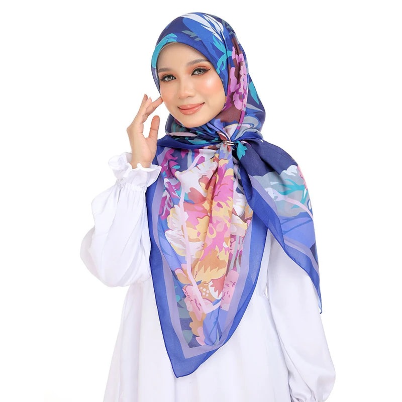 Supply Low Price Spring Muslim Voile Lace Fabric African for Bawal Printed Floral Polyester Cotton Hijab
