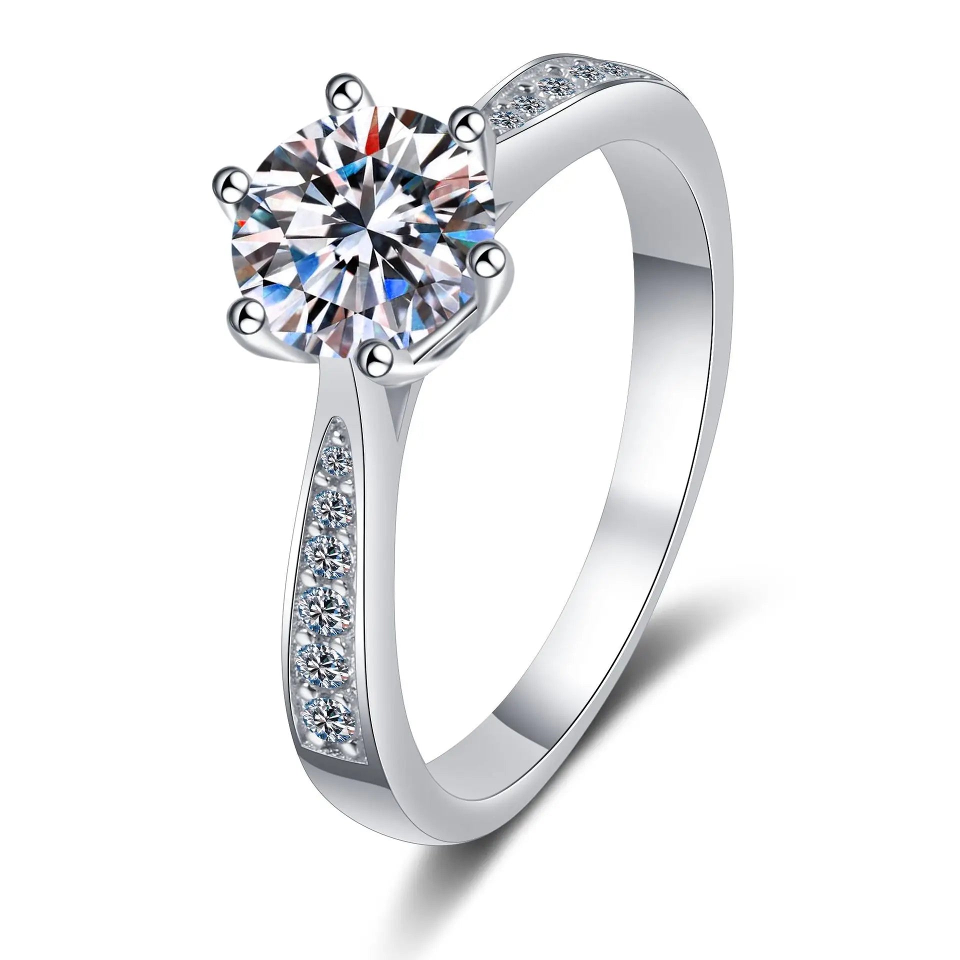 OLAN Fashion Jewelry Six-Claw Round Cut VVS1 Sunflower 925 Sterling Silver Moissanite Rings for Women Wedding Engagement