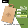 Wholesale Recycled Kraft Paper Shopping Bag for Fruit Sandwich Coffee Personalized Logo Printed for Promotion