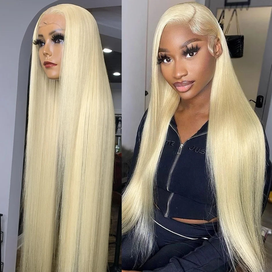 32 Inch HD Lace Frontal Wig Brazilian Pre Plucked Full Lace Human Hair Wigs 613 Blonde Straight Human Hair Lace Front Wig