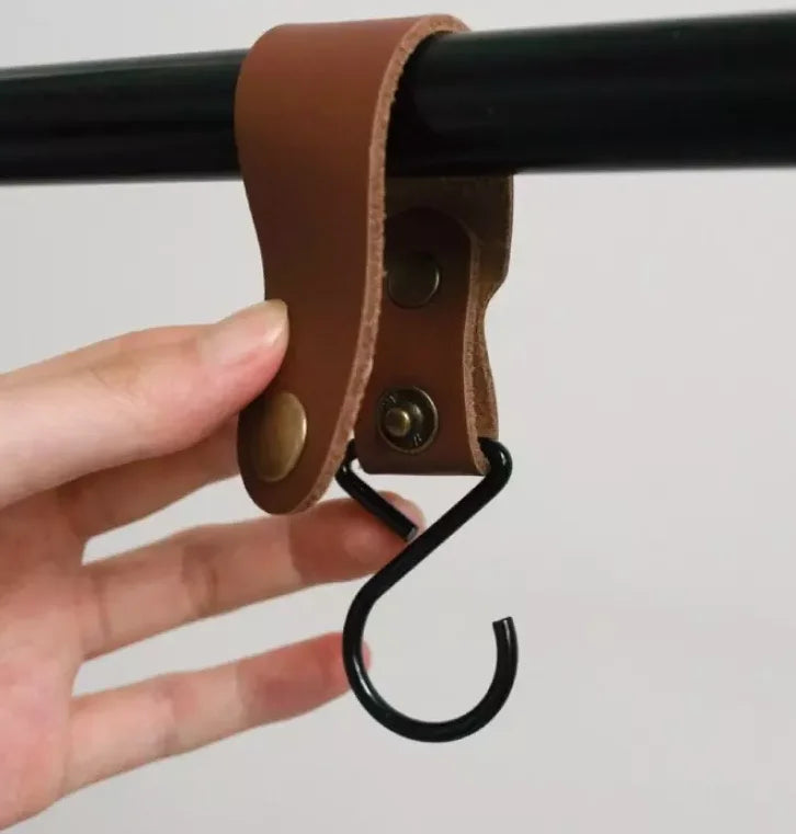 Custom Wholesale Factory Price Leather Hooks Rod Hanging S Shaped Pot Hooks Holder Hangers Hook for Utensils Clothes Bags
