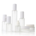 Available Frosted Glass Serum Pump Bottle Cosmetic Jar 50g Empty 4 oz Lotion Pump Bottle for Foundation Cream
