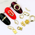 Paso Sico Korean Design Fashion Nail Decoration Metal Alloy Golden Heart Ring Nail Art Charms for Nail Salon Supplies 3D DIY