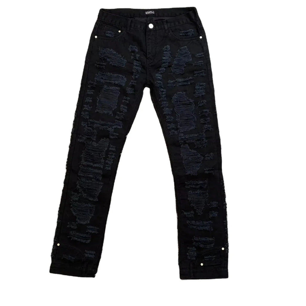 DENIMGUYS Men's New Style Washed Ripped Baggy Denim Pants Streetwear Straight Leg Distressed Jeans for Men