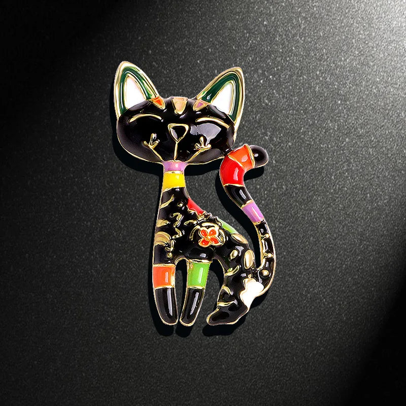 Fashion Ladies Sparkling Rhinestones Crystal Stray Cat Brooches Dress Collocation Jewelry Accessories Cat Tree Brooch Pin