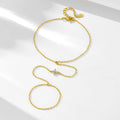 Wholesale Fashion Jewelry Zirconia Ring Bracelet 925 Sterling Silver Gold Hand Chain Four Leaf Clover Finger Bracelets