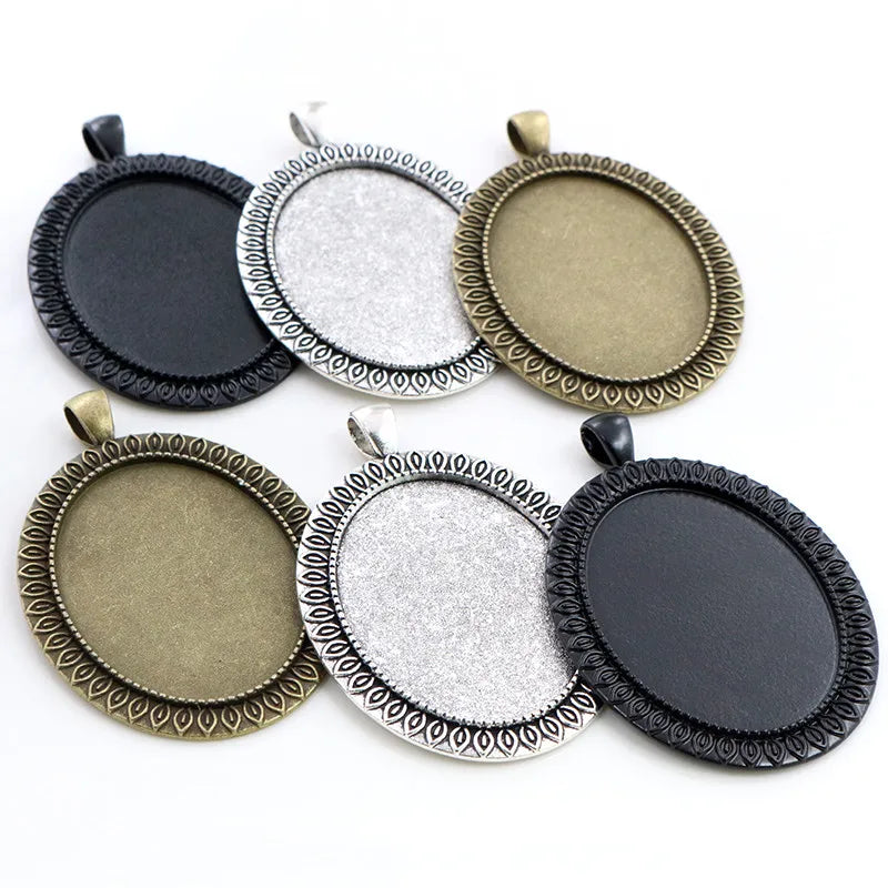 30x40mm Inner Size Metal Vintage Pendant Blank Cabochon Base Setting Charms DIY Necklace Pendant Bezel Trays Findings
