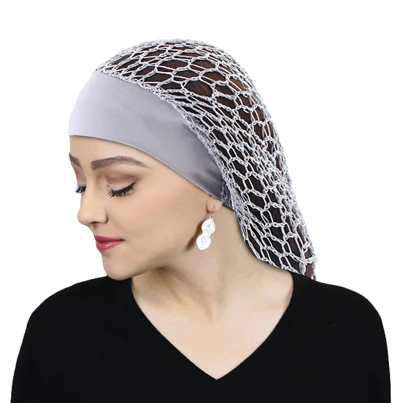 Wholesale Custom Logo Hair Accessories Solid Polyester Hand Made Crocheted Hair Net Headdress Hairpin Net Hair Net for Women