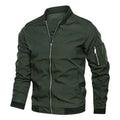 Ohsisa Spring/Autumn Men's Jacket Fashion Stand Collar Zipper Pocket Solid Color Outdoor Men's Jacket