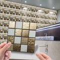 Set of 10 Waterproof 3D Self-Adhesive PVC Wall Stickers Exquisite Mosaic Decals for Kitchen & Bathroom Wall Tile Decorations