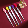 17cm Long Handle Double Head Plastic Silicone Lip Balm Brush Cleaning Brush Facial Nose Blackhead Removal Tool