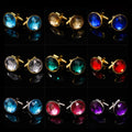 Men's Fashion Accessory round Diamond Smooth Crystal Cufflinks for Wedding Engagement Party or Business Gift for Men