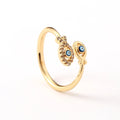 Color Retention  Gold Plated Evil Eye Rings Adjustable Personality Rings for Women