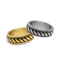 Hot Selling Texture Rope Signet Ring Waterproof Custom 18K Gold Plated Stainless Steel Jewelry Twist Rings for Men