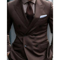 Dark Brown Men's Suits 2-Piece Double Breasted Customized Men's Formal Wear Banquet Wedding Tuxedos Blazer Pants Set