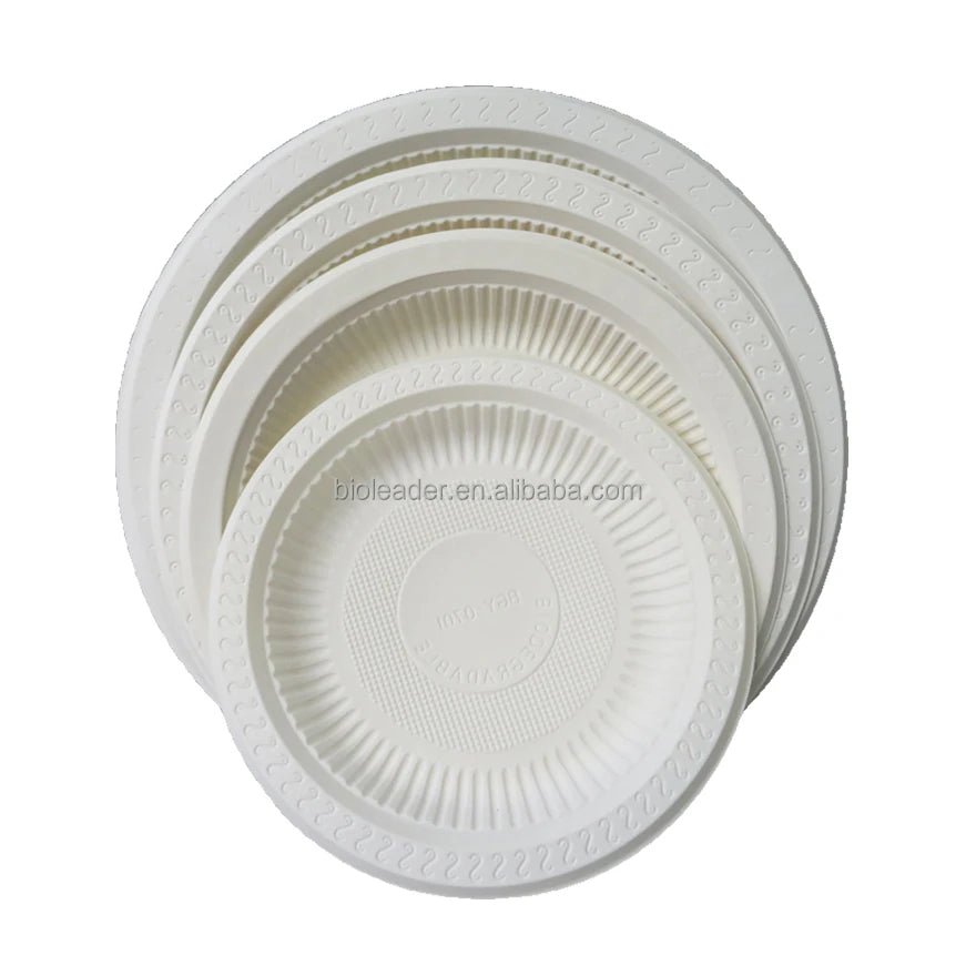 PFAS Free 6.75 Inch Sugarcane Bagasse Pulp Biodegradable Disposable Takeaway Plates Eco-Friendly and Compostable for Parties