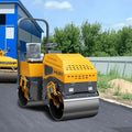 Double Drum Walk Behind Mini Vibratory Pedestrian Road Roller With Mechanical Steering