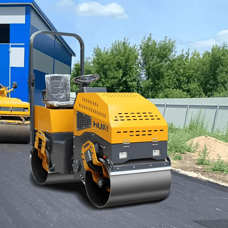 Double Drum Walk Behind Mini Vibratory Pedestrian Road Roller With Mechanical Steering