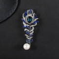 Abiding Exquisite Feather Design S925 Sterling Silver Brooch Pin Unisex Rhodium Plated 12MM Freshwater Pearl Feather Brooches