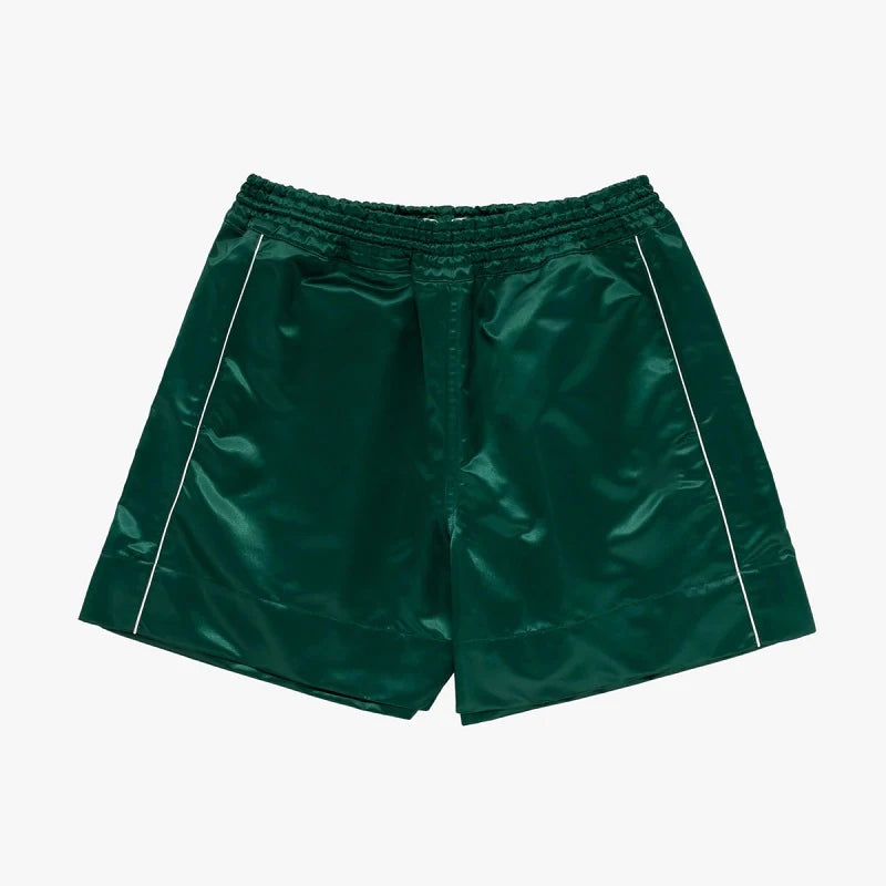 Man Satin Short Custom Boxer Design  Nylon  Casual Luxury Black Short Elastic Waist Band Summer Loose Men  Adjustable Piping