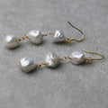 Simple 8-9 mm  Freshwater Keshi Pearl Dangle 18 k Gold Plated Pearl Earrings Baroque Genuine