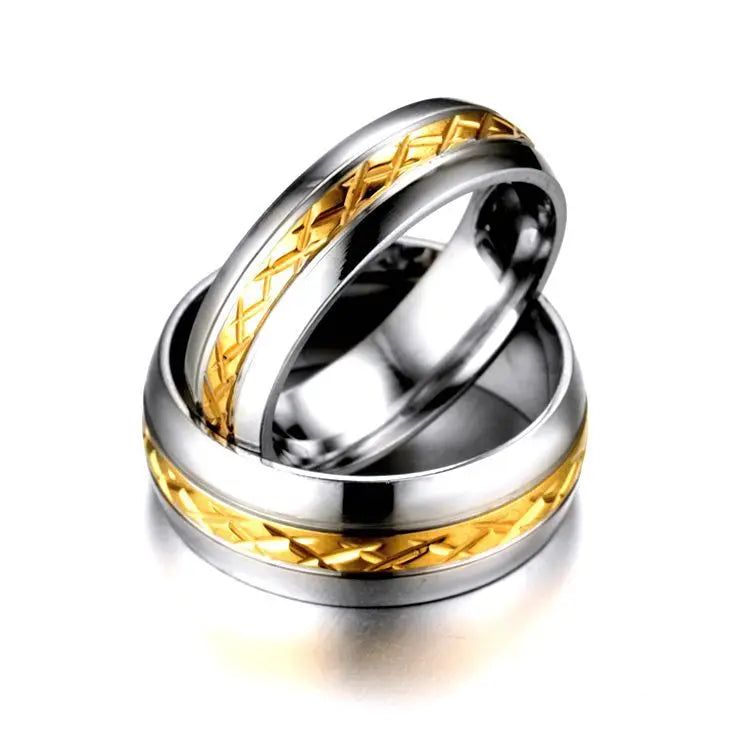 Simple Stainless Steel Jewelry Gold Plated Titanium Promise Fidget Anxiety Ring for Couple Rings Wholesale