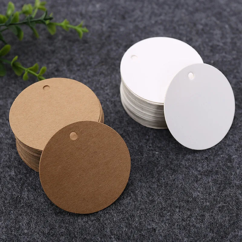 100pcs/lot Round Tags Retro Kraft Paper Cards Baking Accessories Gift Bags Boxes Hang Blank Packing for Jewelry Packing