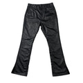 DENIMGUYS Mens Black Waxing Pants Slim Skinny Denim Coated Waxed Flare Stacked Jeans Men Streetwear