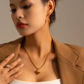 New Stainless Steel 18K Gold Plated Necklace Chunky Heart Shape Beaded Necklaces Fashion Jewelry